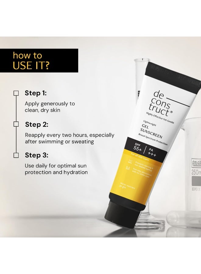 Deconstruct Face Gel Sunscreen In - Vivo Tested SPF 50 + and PA+++ | For oily, combination & normal skin | Matte, Lightweight & Airy, Non-greasy | For Men & Women - 30g - Image 3